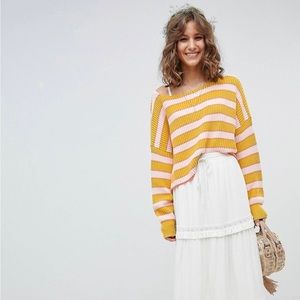 Free People Orange Stripe Sweater Size Medium